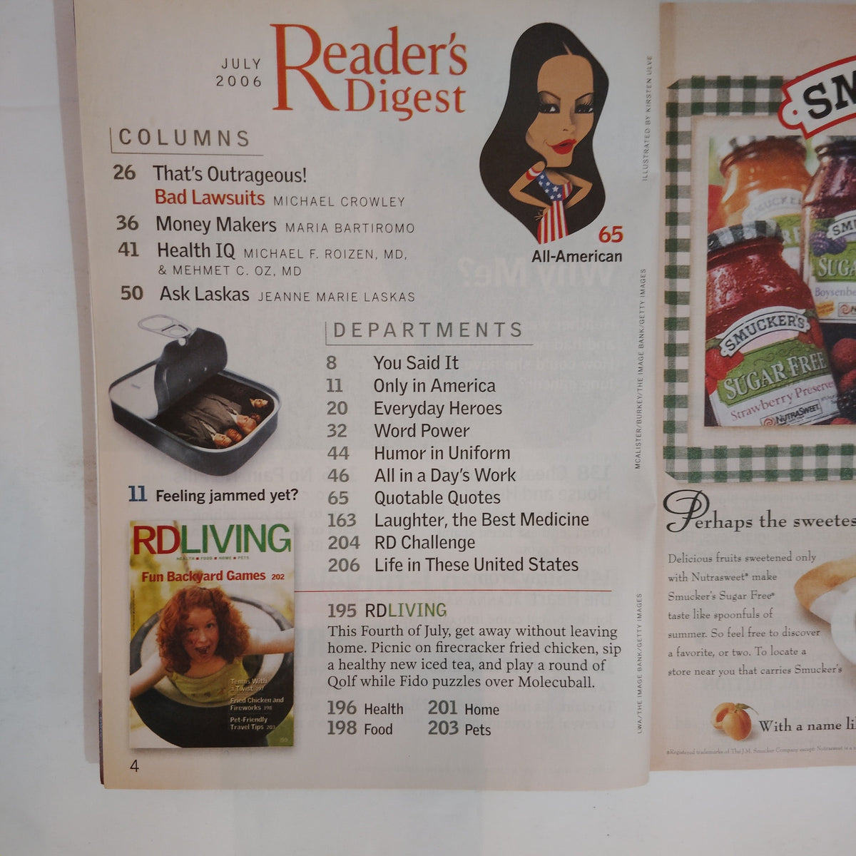 Reader's Digest Magazine July 2006 Large Print Uma Thurman Back Issue