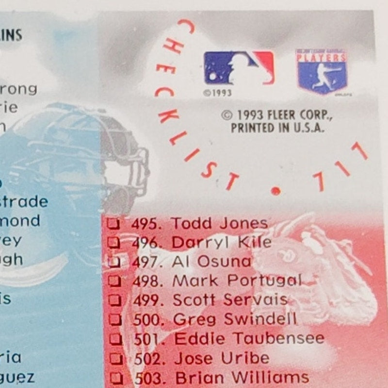 Checklist 393-522, #717, 1994 Fleer Major League Baseball Checklist Card