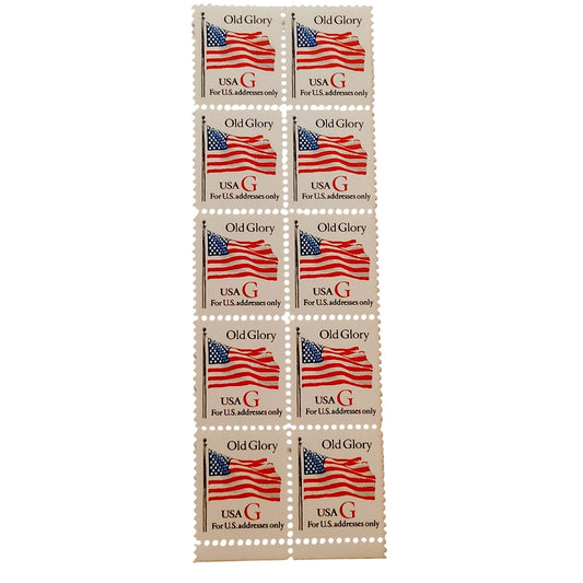 Block of 10 – 1995 USA “G” Rate Old Glory 32¢ MNH Non‑Denominated