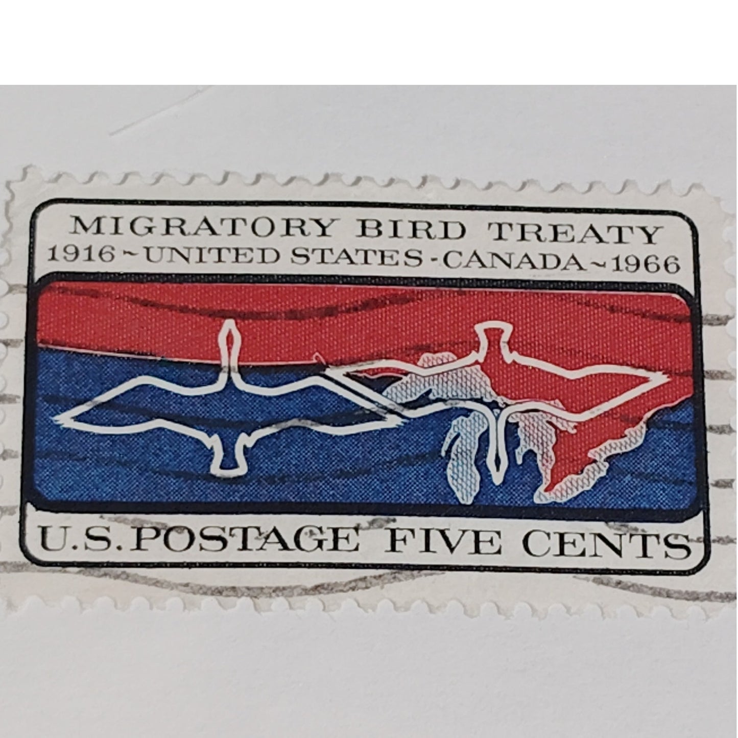 1966 Scott #1306 – 5¢ Migratory Bird Treaty / US–Canada – Canceled