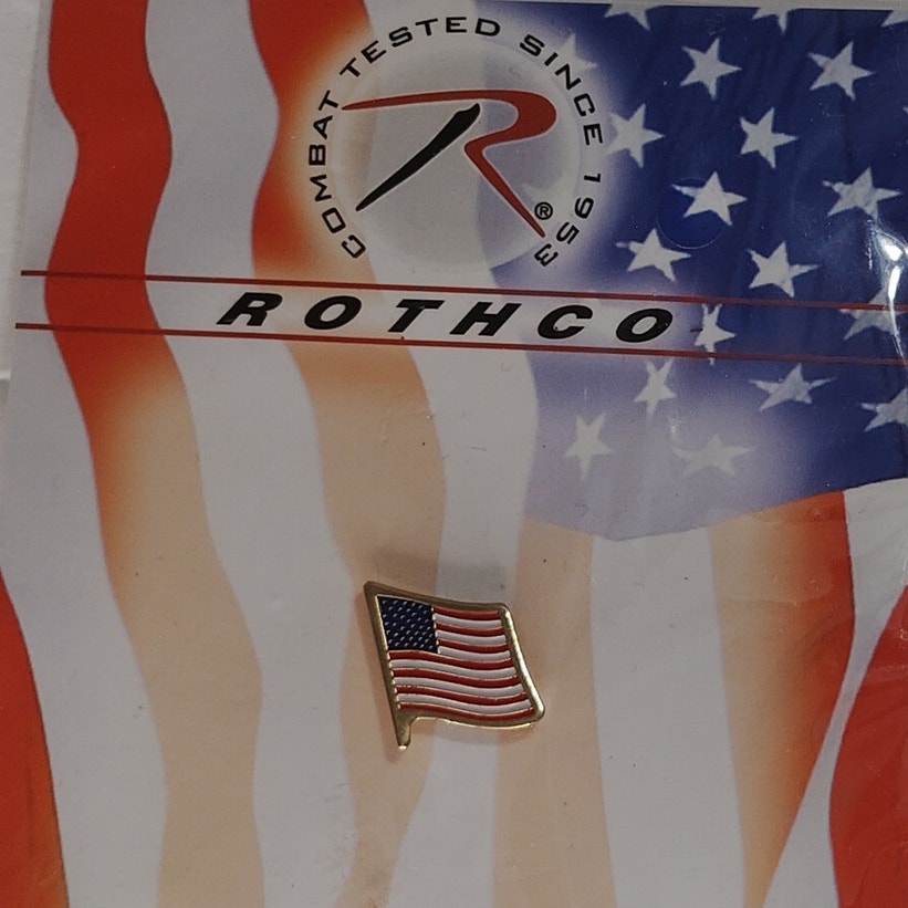 Rothco Waving American Flag Novelty Biker Jacket Hat Lapel Pin 1/2" × 1/2"