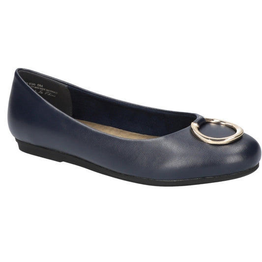 Easy Street Dia Ballet Flats – Navy Faux Leather, Women’s 6.5, Slip-On Comfort