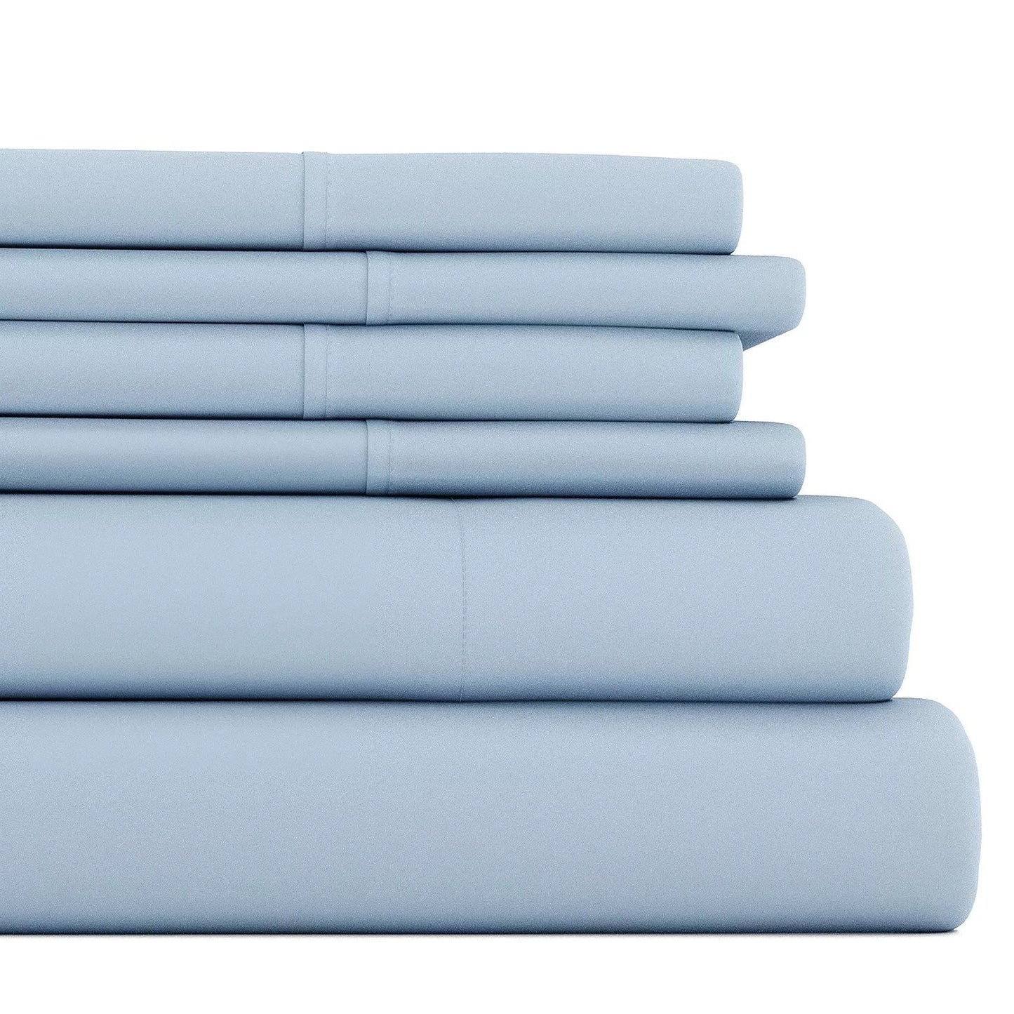 Casual Comfort Ultra Soft 6 Piece Solid Light Blue Microfiber Queen Sheet Set