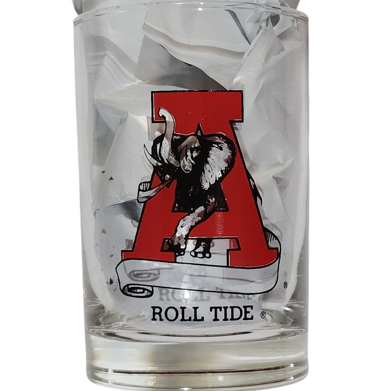 Vintage Alabama Crimson Tide 10 oz Glass Tumbler – Football Logo & University Seal, 4-5/8"H x 3"D
