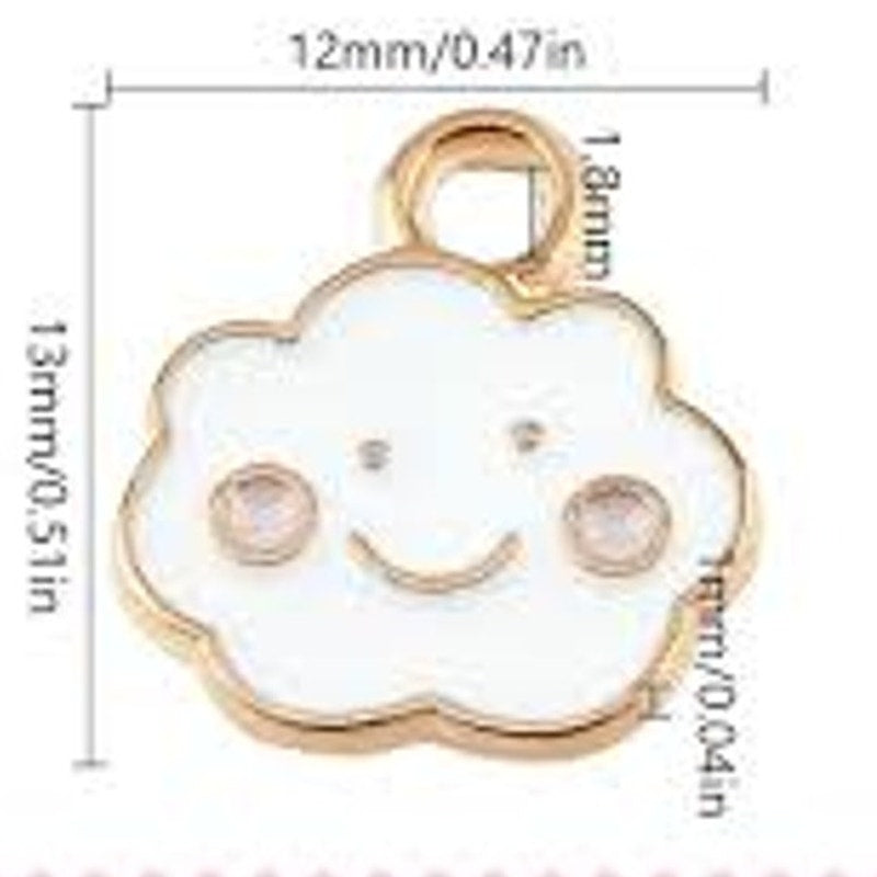 3‑Pack Cloud Charms Enamel Smile Pendant 3/8" Jewelry Making DIY Findings