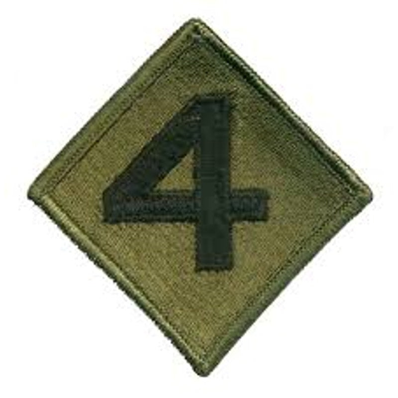 USMC 4th Marine Division Patch Subdued OD Green 3‑3/8" × 3‑3/8" Sew‑On
