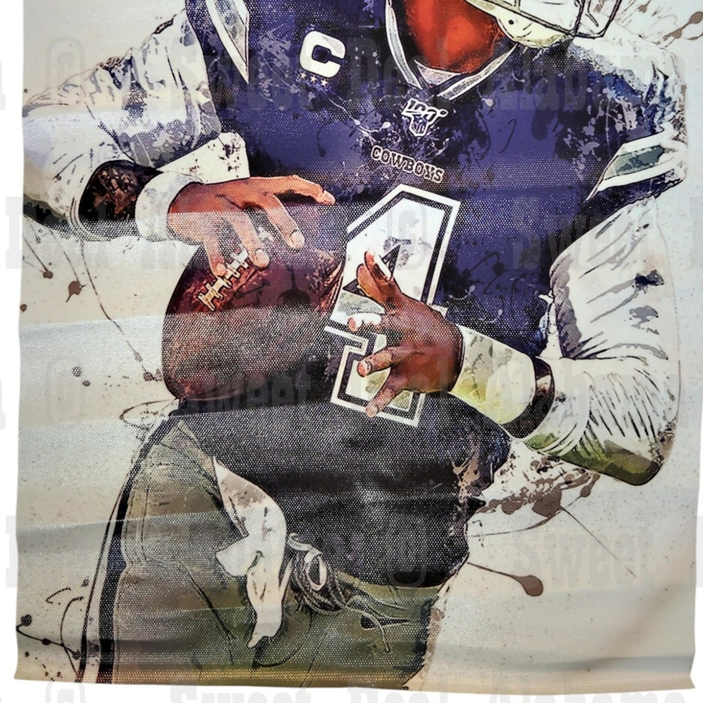 Dallas Cowboys #4 Dak Prescott – 12” x 18” Canvas Print – Unframed