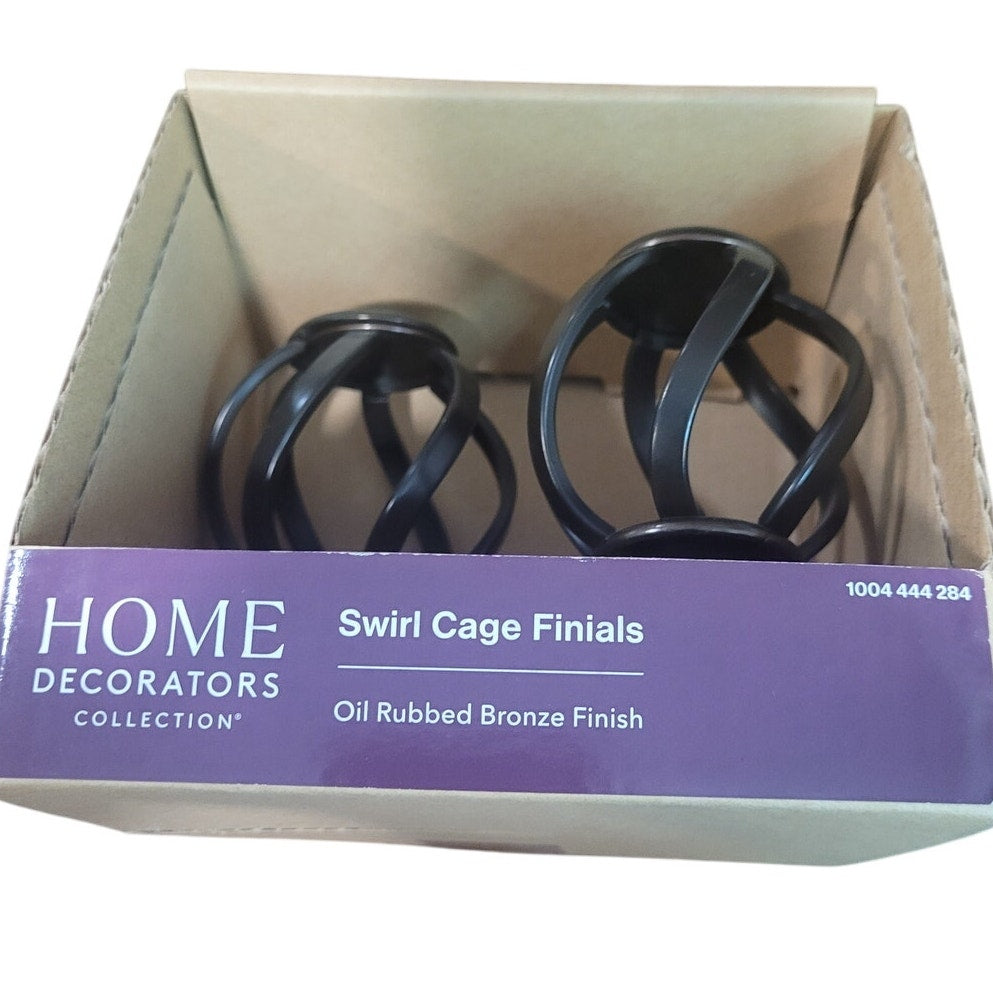 Oil-Rubbed Bronze Swirl Cage Finials (2 Sets of 2) Fits 1" Home Decorators Rods