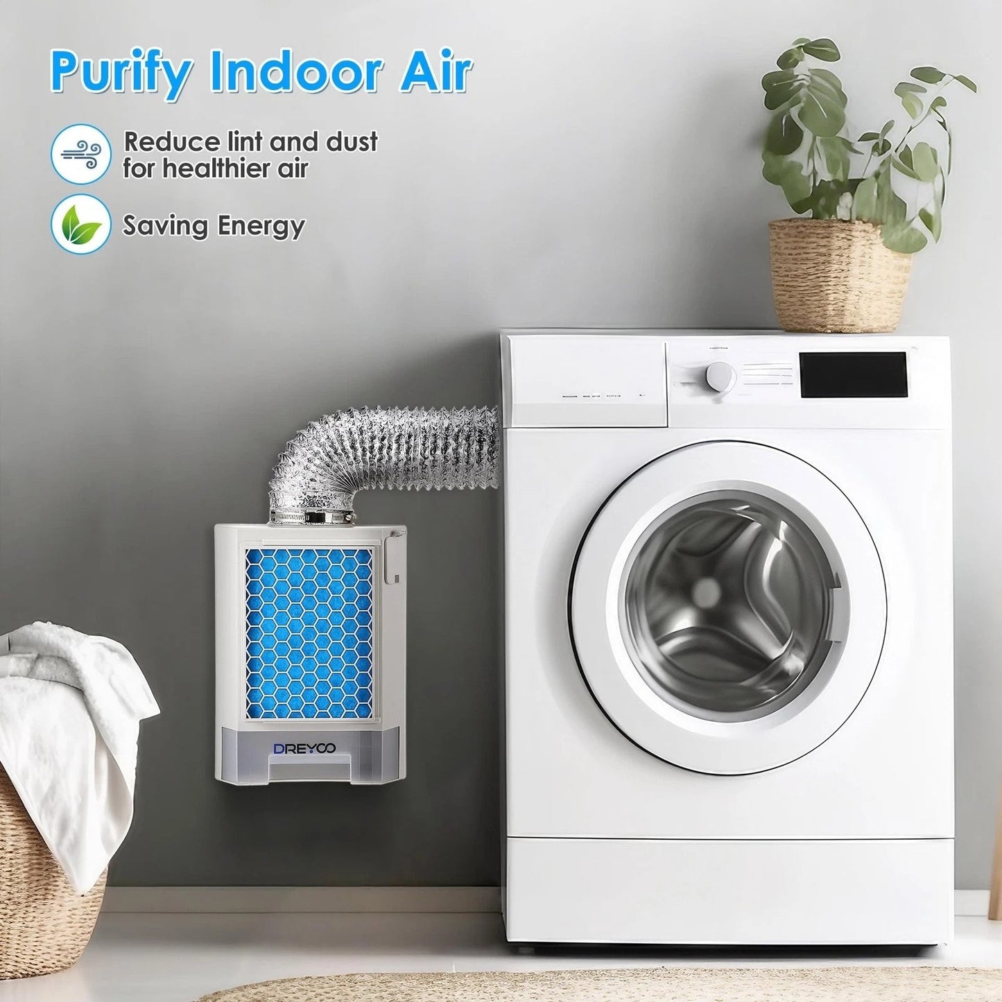 Dreyoo Indoor Dryer Vent Kit Blue - 3-in-1 System w/ Hose & Filters - MPN Dreyoo-Vent Kit-0894