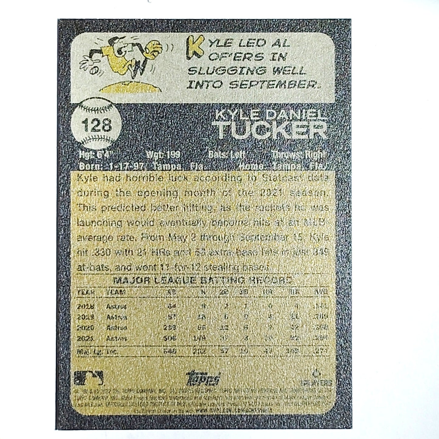 2022 Topps Heritage Kyle Tucker 128 Houston Astros Outfield Baseball VG/EX