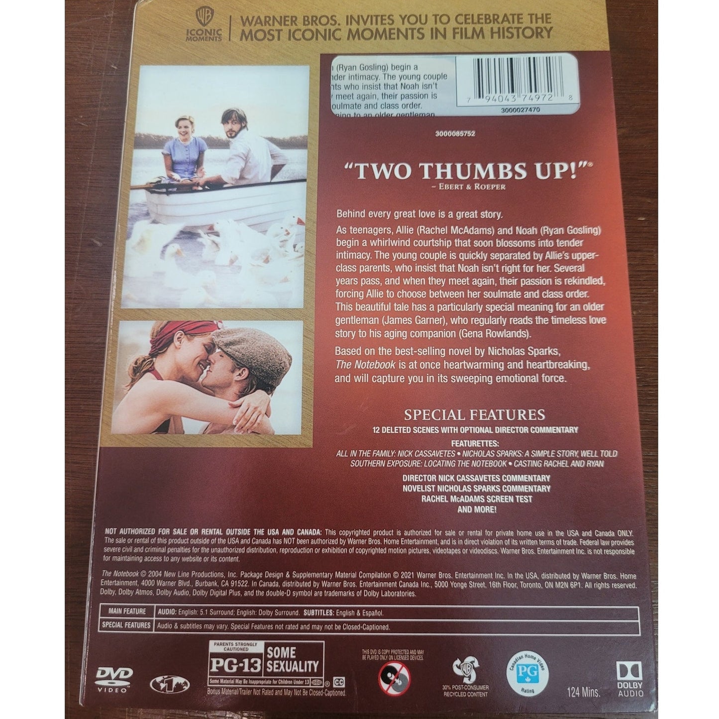Notebook DVD 2004 Romantic Drama – Ryan Gosling, Rachel McAdams