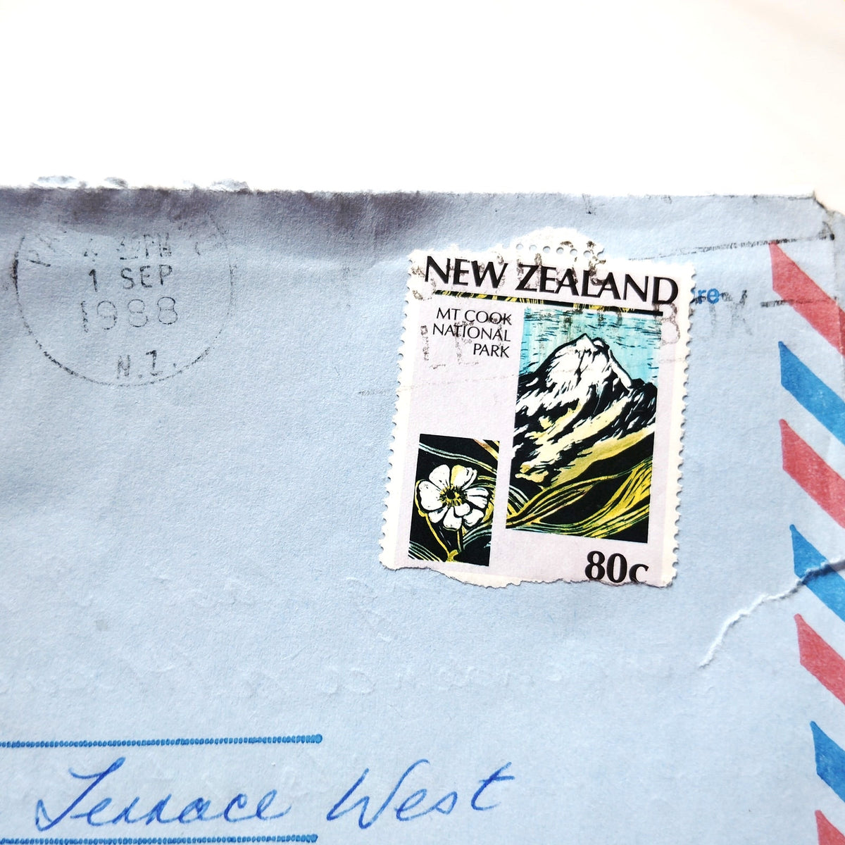 1988 New Zealand Aerogramme 80c Mt Cook Stamp Air Mail Postmarked Cover