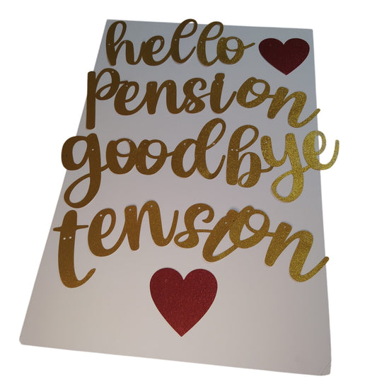 Retirement Party Decoration Set “Goodbye Tension Hello Pension” Banner & Cutouts