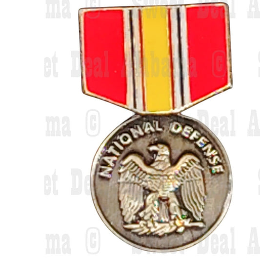 National Defense Mini Medal Hat, Lapel Collectors Pin 1-1/4"H x 11/16"W