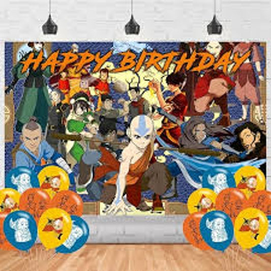 Avatar Birthday Banner 58"x38" - The Last Airbender Party Backdrop, Anime Décor