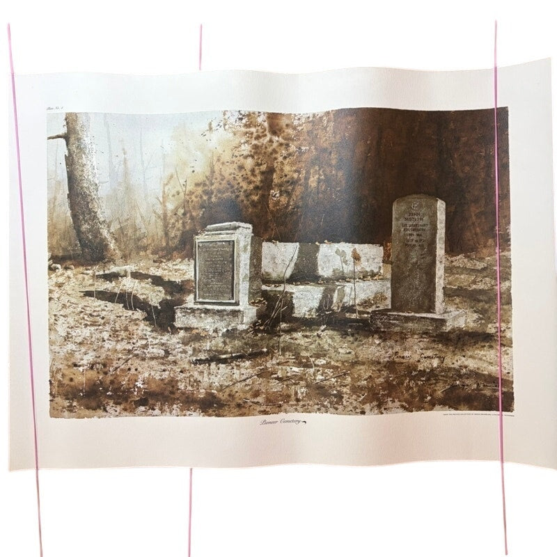 VTG Dwayne Warwick “Pioneer Cemetery” Litho Print Tennessee Squire Art 25x17.5