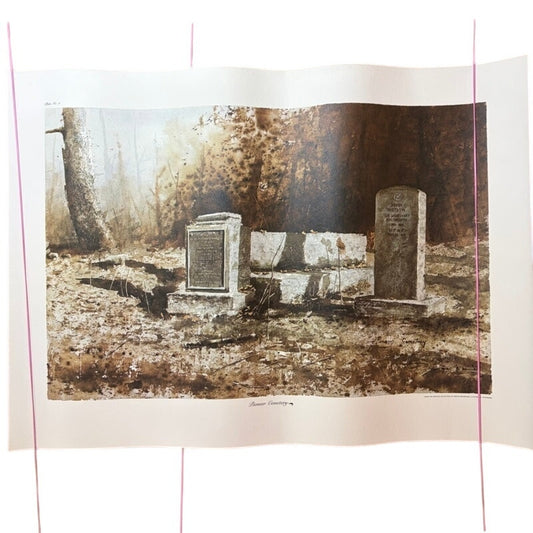 VTG Dwayne Warwick “Pioneer Cemetery” Litho Print Tennessee Squire Art 25x17.5