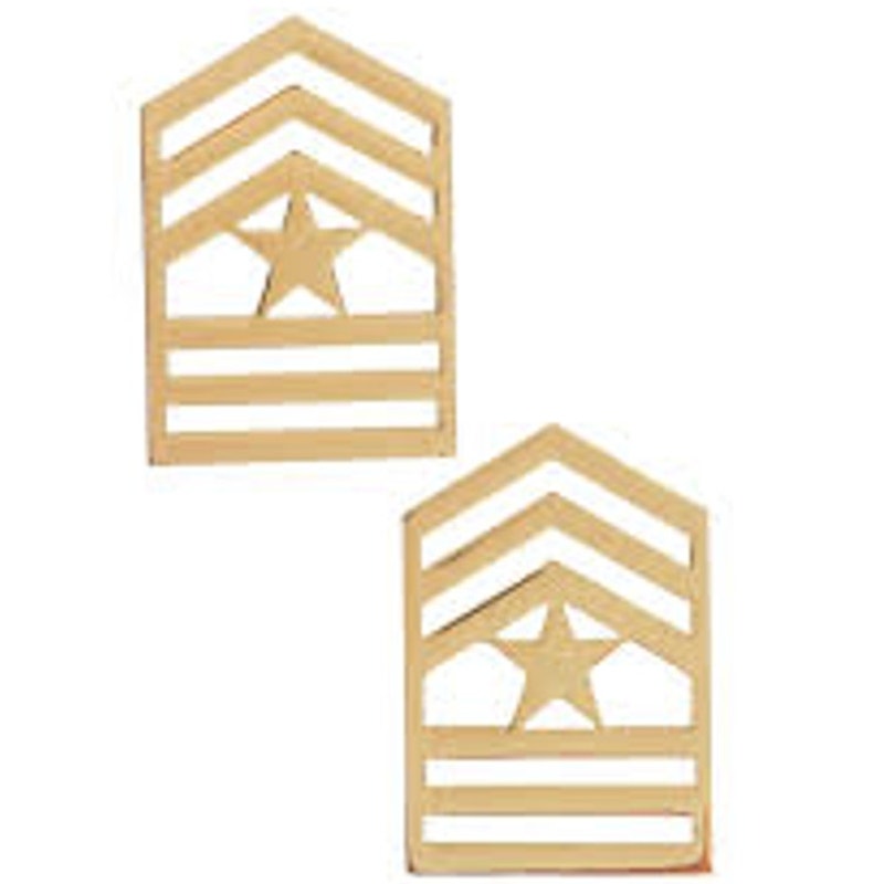 Army ROTC Sergeant Major Pin‑On Rank Insignia Set, No Shine, Gold 1.19" × 0.75"