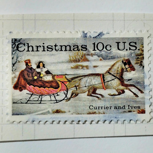 1974 U.S. Christmas 10¢ “The Road – Winter” Stamp – Currier & Ives – Used