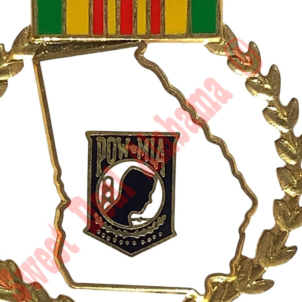 Georgia Native Vietnam POW/MIA Wreath & Ribbon Hat or Lapel Pin, 1-1/4"D