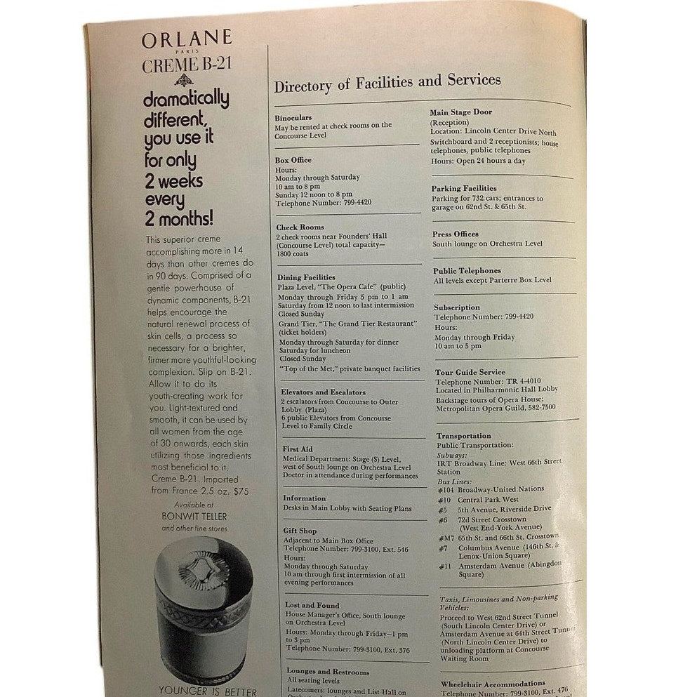 Metropolitan Opera Lincoln Center Performing Arts Program for 1971-1972 Season