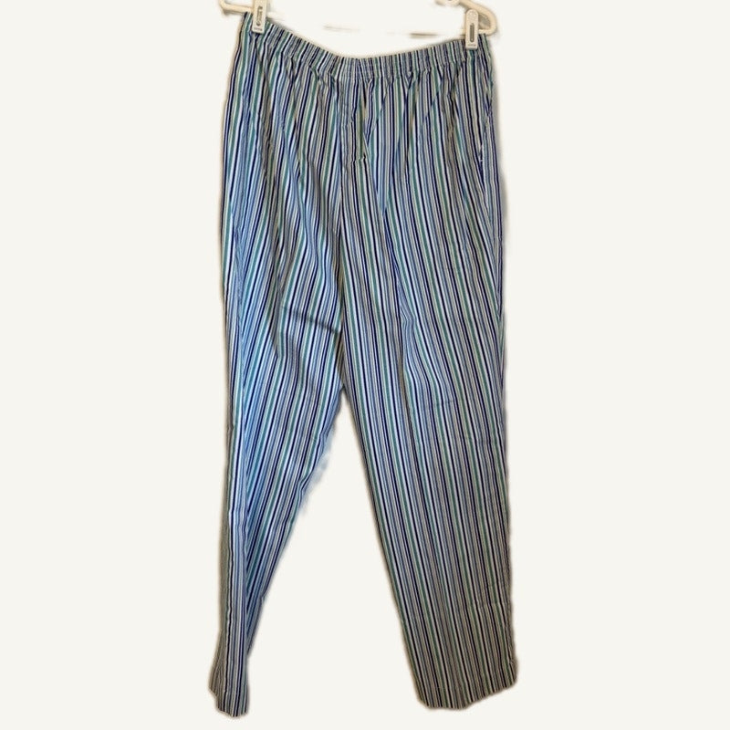 Women's Joanna & Blair 2-Piece Blue Tank Top & Striped Lounge Pants Set L/16