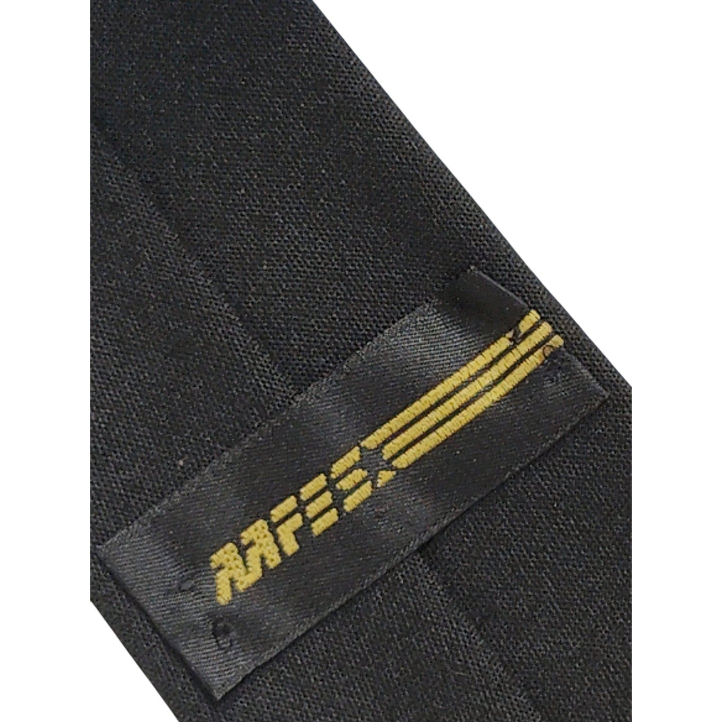 Vintage 2-1/2" wide AAFES black tie (55% Dacron / 45% Wool, Cert #8-2306B)