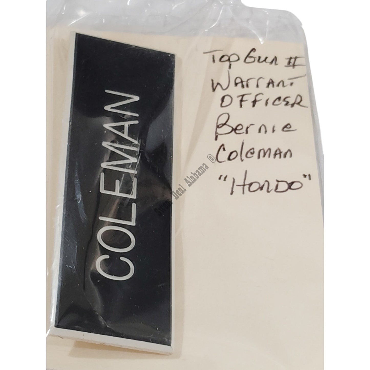Top Gun II Warrant Officer 4 (WO4) Bernie "Hondo" Coleman, USAF Name Tag 4" x 1"
