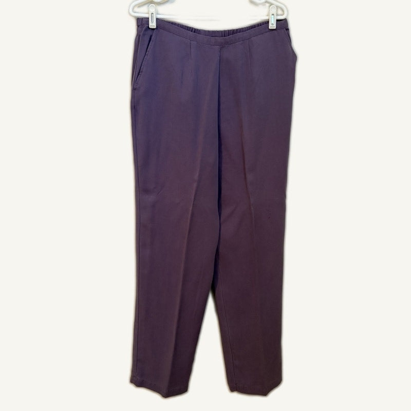 Travel Smith Women's L Purple Plaid Button-Up Top & Tencel Lyocell Pants Set