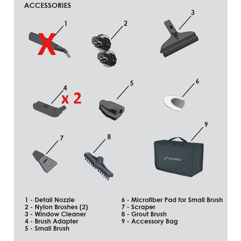 Euroflex Vapour Hybrid Pro Steam Mop & All‑in‑One Steam Cleaner w/ Accessories