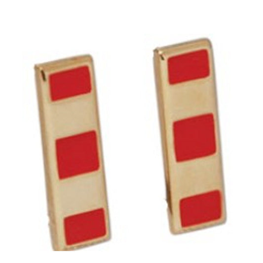 USMC Warrant Officer 2 (WO2) Collar Device Pin Set, Red/Gold, 3/4" x 1/4"