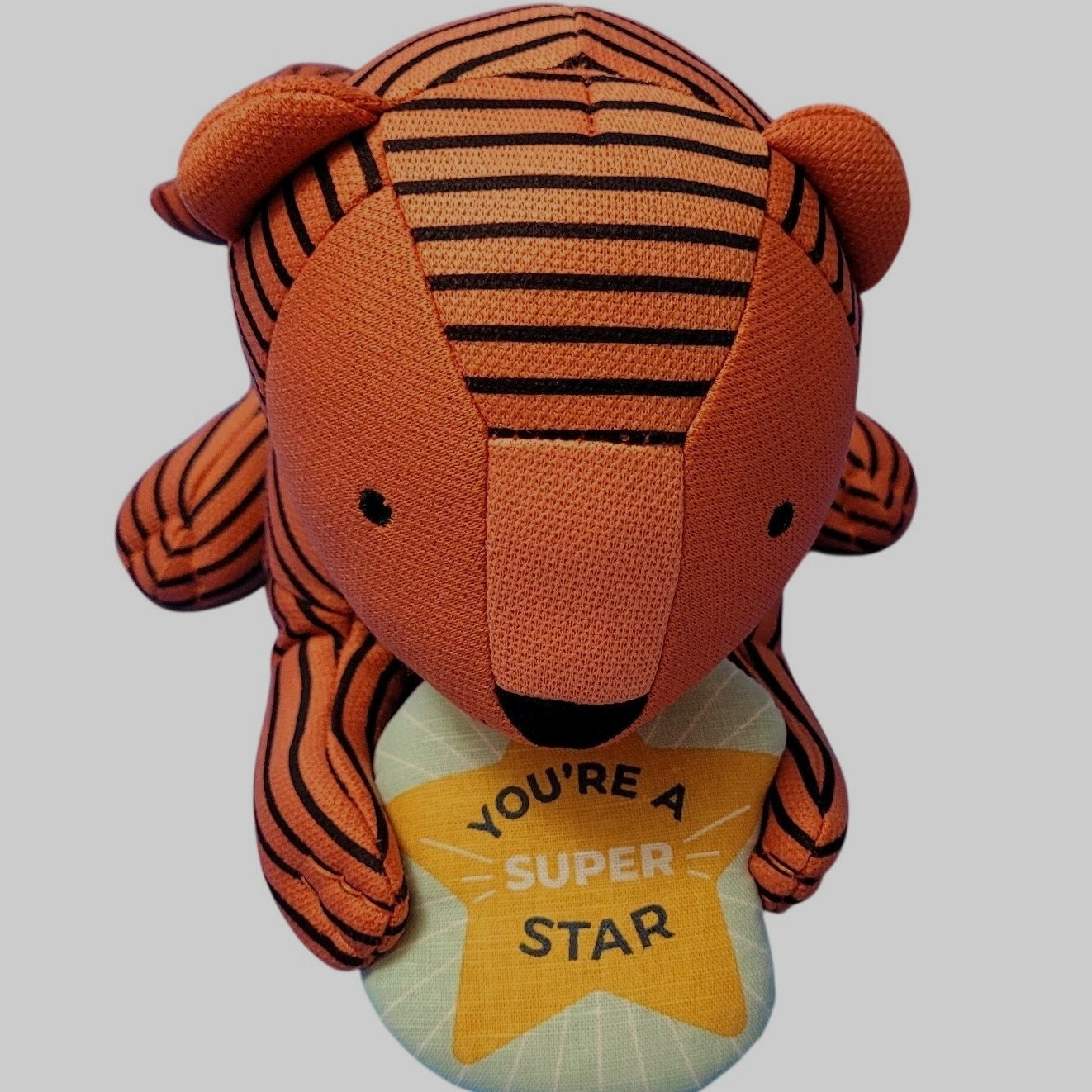 Pillowfort Mini Kids’ Plush Milestone Tiger – You’re a Super Star - 10 x 6 in.
