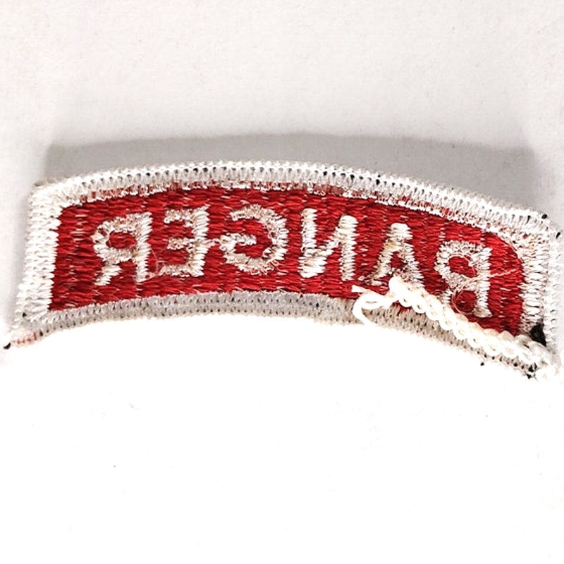 RANGER Tab White on Red 2‑1/4" × 3/4" Sew‑On – Patch