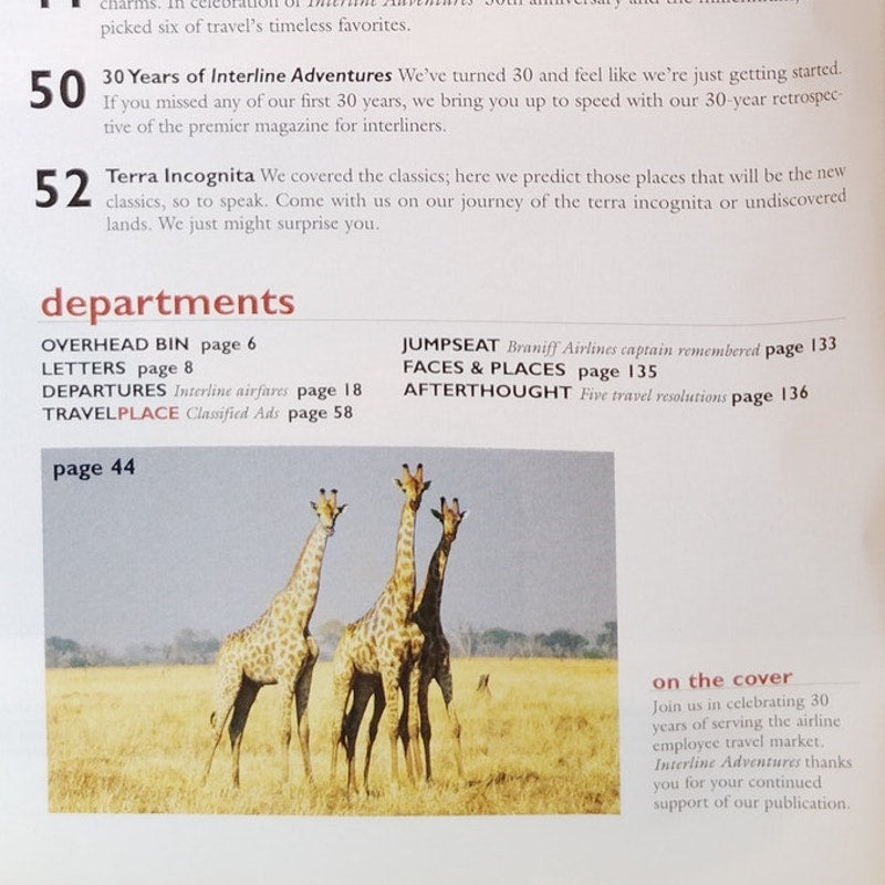 Vintage Adventures Magazine Jan/Feb 2000 30th Anniversary Travel Issue