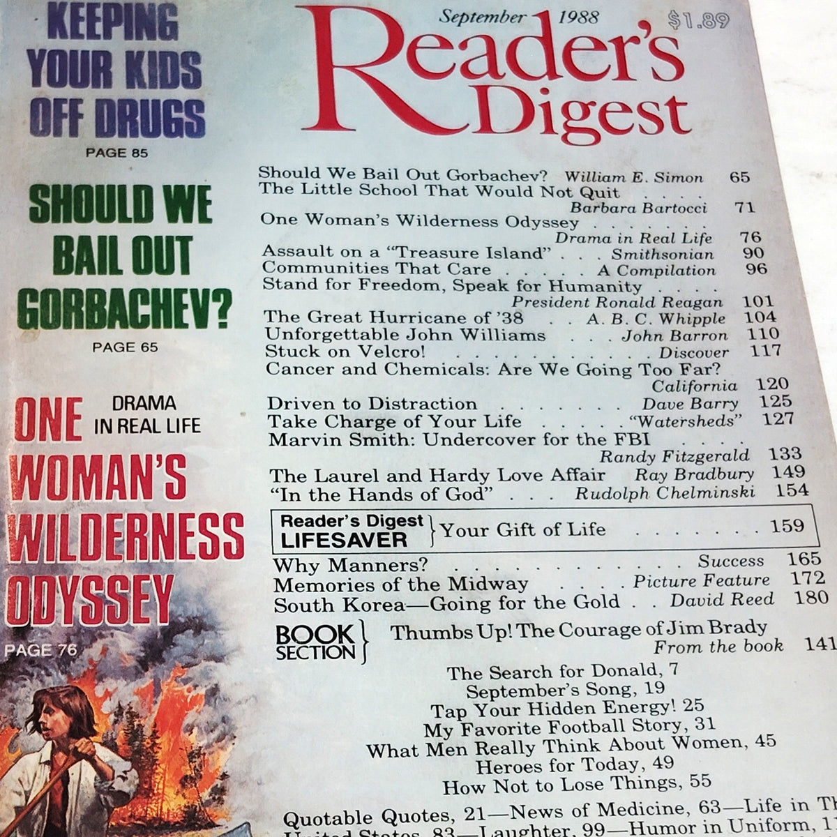 Reader's Digest Magazine September 1988 Vintage Back Issue Collectible