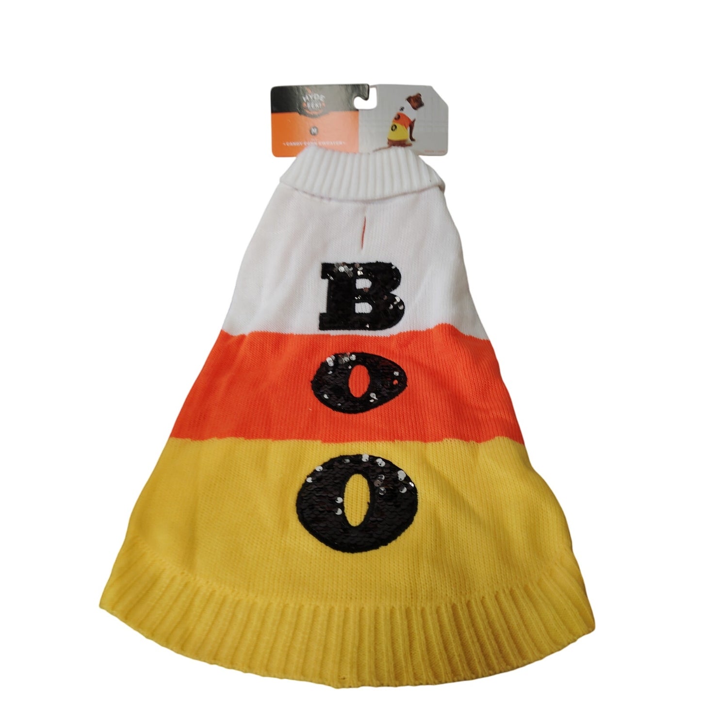 Hyde & EEK! Boutique Halloween Candy Corn Boo Dog Sweater – Medium
