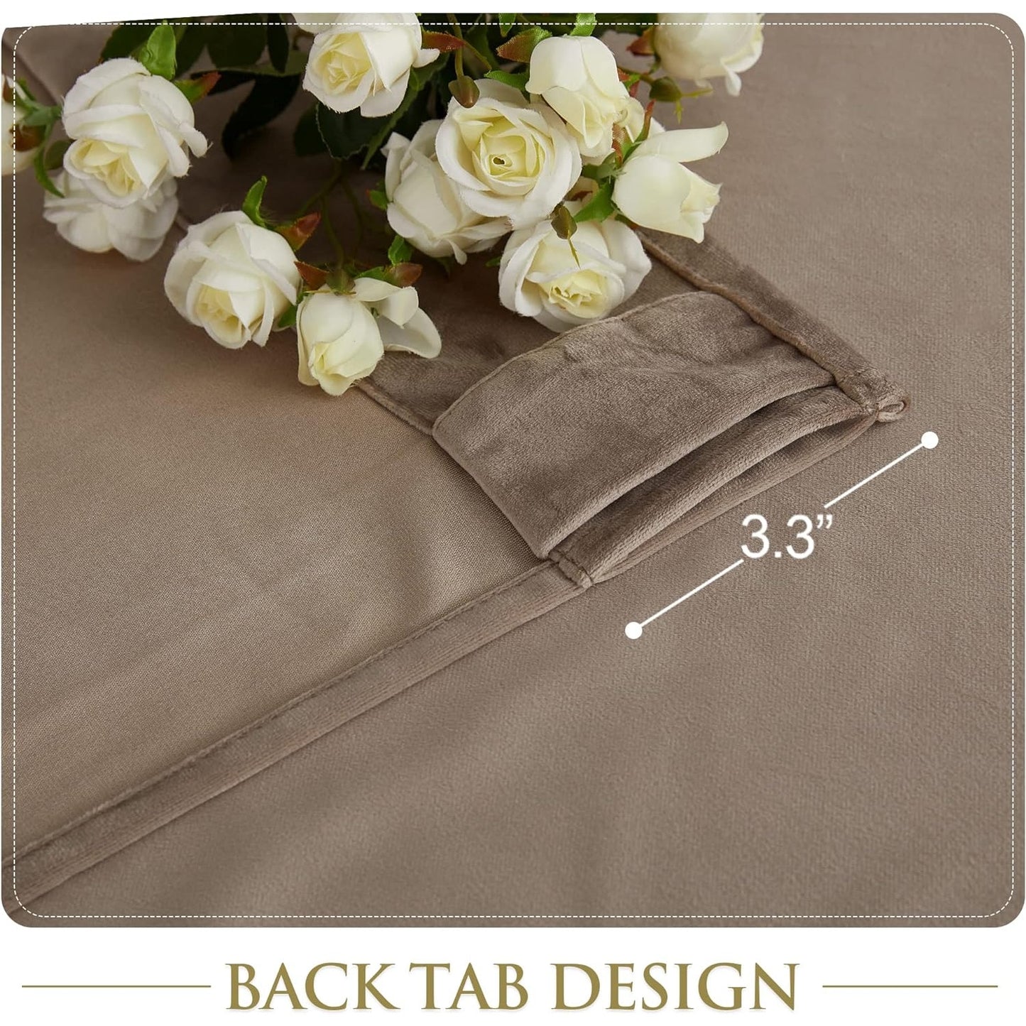 StangH Taupe Velvet Curtains Room Darkening, Thermal, W52 x L102, 2 Panels Set
