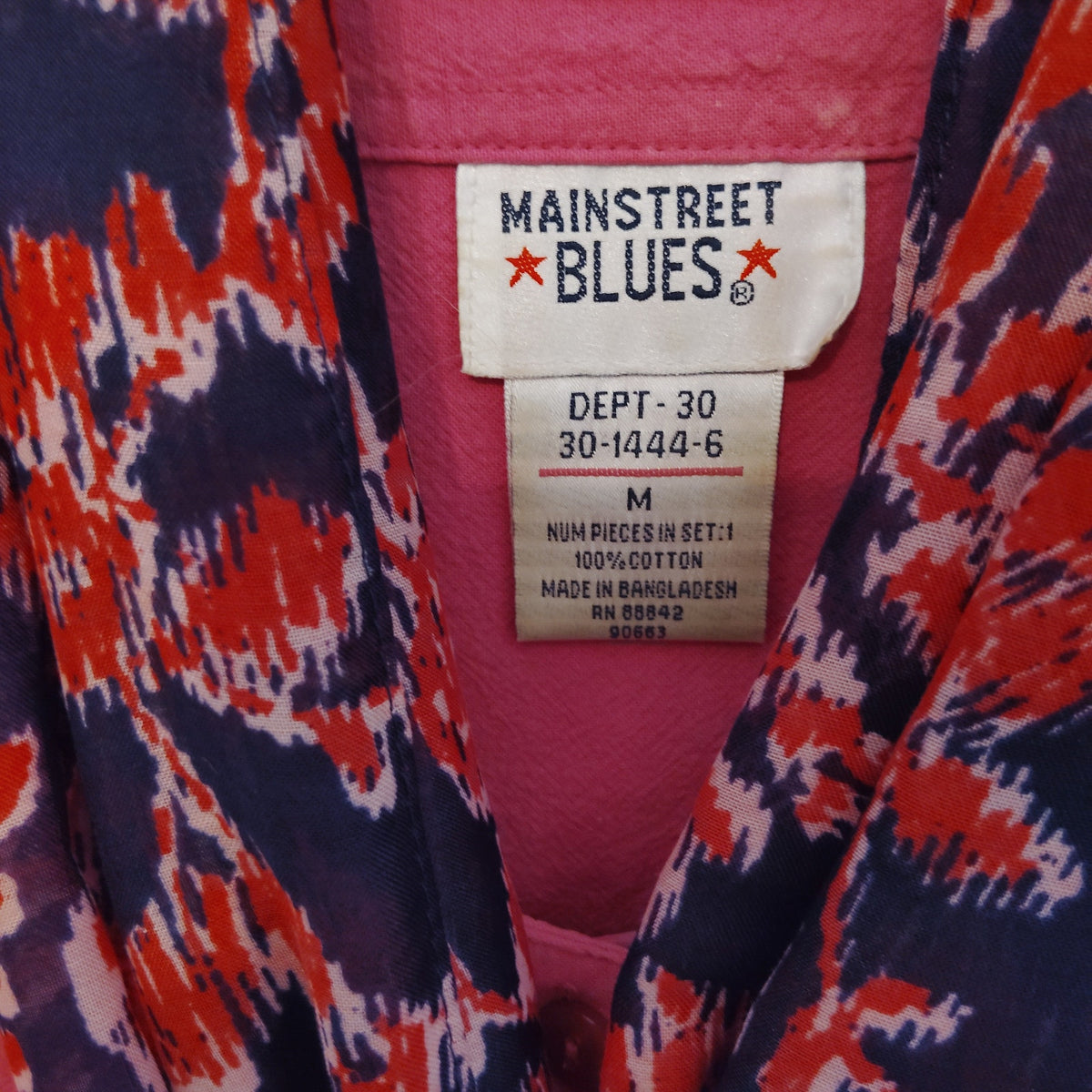 Mainstreet Blues Magenta Utility Shirt & Avon Ikat Scarf Set Women’s M Estate