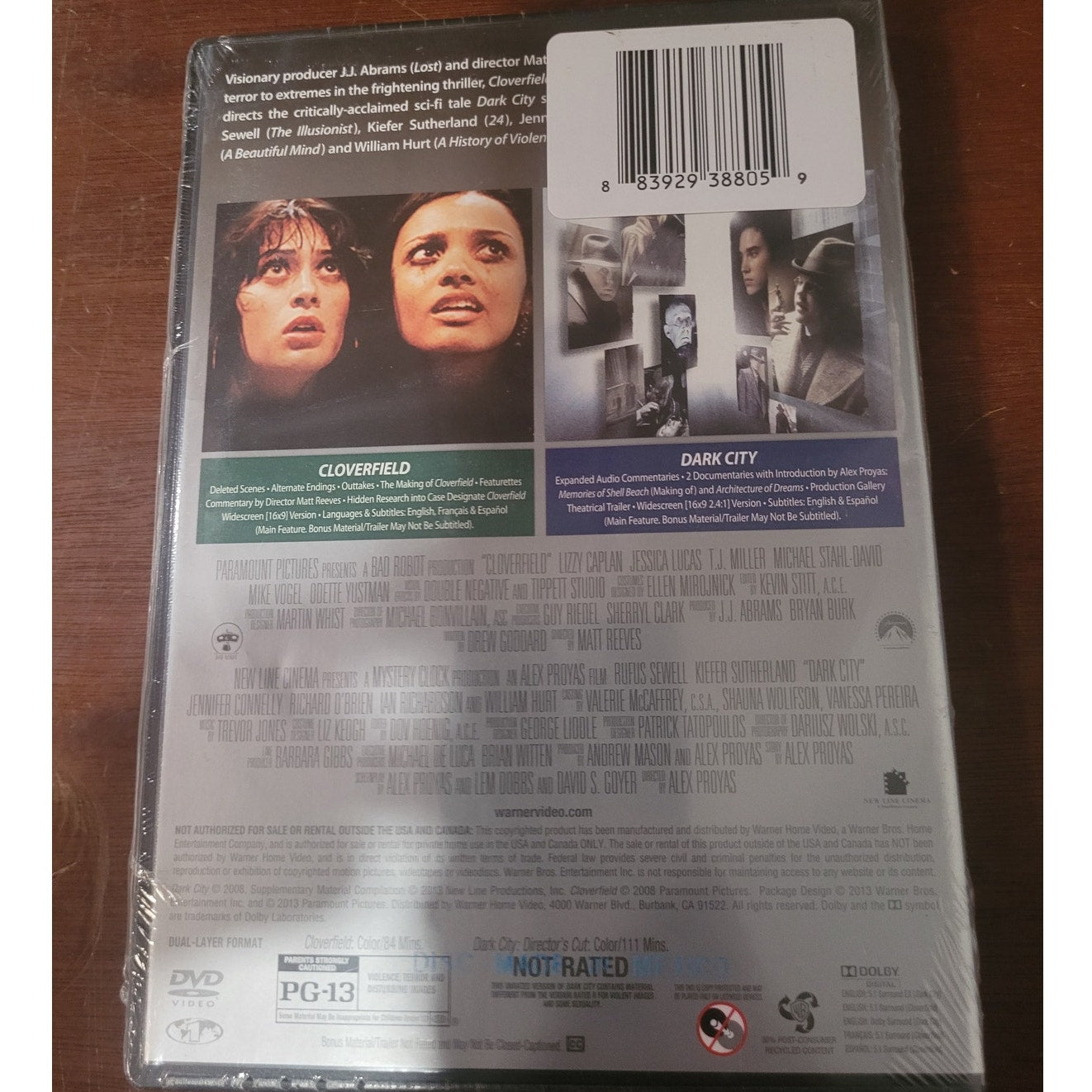 Dbl Feature: Cloverfield / Dark City Directors Cut DVD  Sci Fi Thriller Mystery