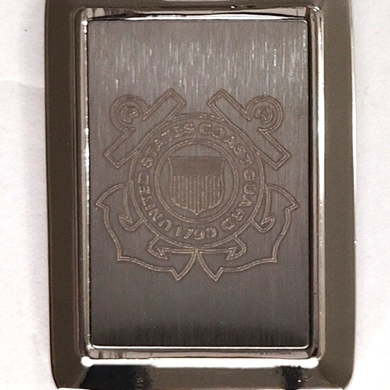 US Coast Guard Logo Keychain Novelty Silver‑Tone Key Fob 1‑1/2" × 1‑1/8"
