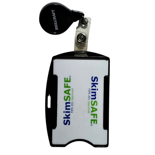RFID Blocking Badge Holder Single-Sided w/ Skilcraft 30" Retractable Reel
