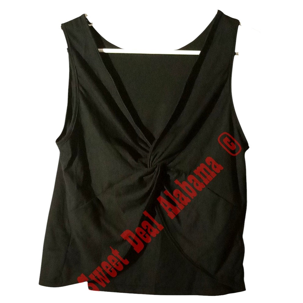 Verdusa Casual Backless Sleeveless Top Loose Twist Back Tank Tunic Tops Tee, L