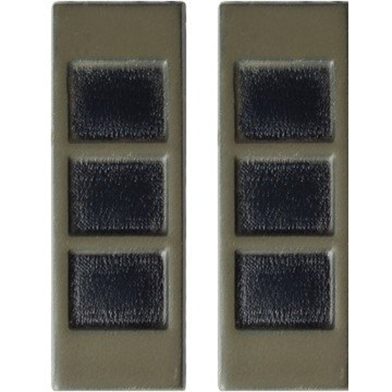 Warrant Officer 3 (WO3) Collar Device Pin Set, Subdued Green/Black 1-1/8" x 3/8"