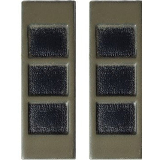 Warrant Officer 3 (WO3) Collar Device Pin Set, Subdued Green/Black 1-1/8" x 3/8"
