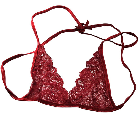 Avidlove Women’s Eyelash Lace Triangle Bralette – Burgundy – 3XL – NWOT