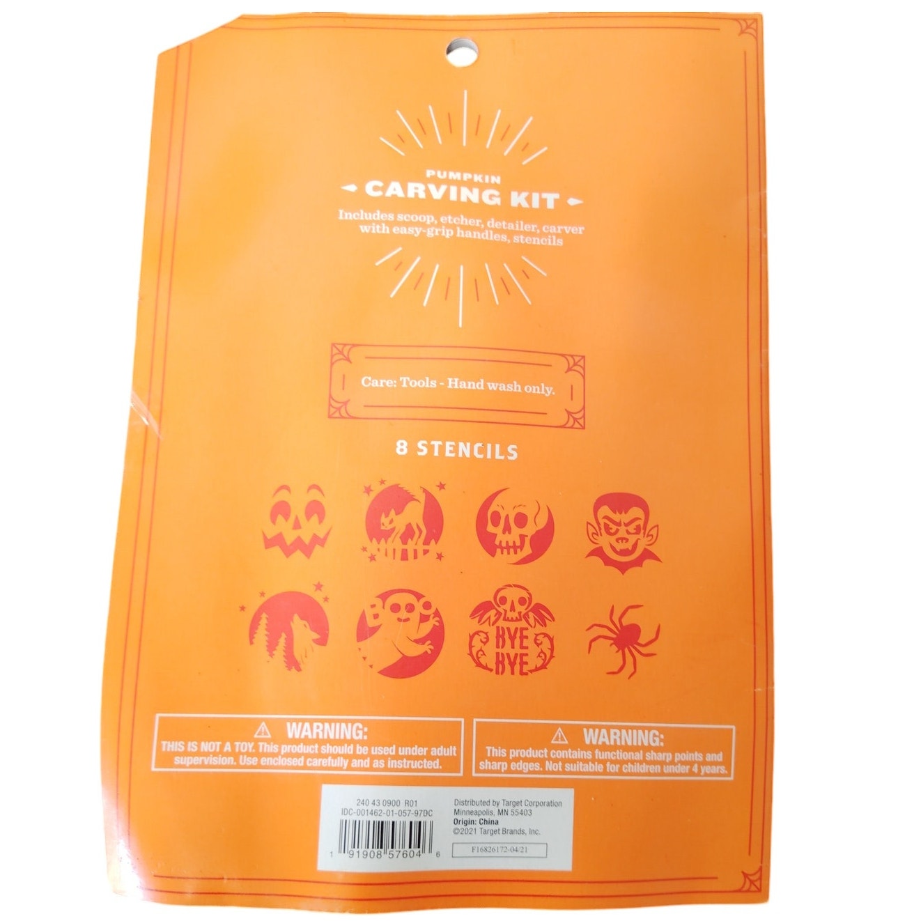 Hyde & EEK Boutique Halloween Pumpkin Carving Kit, 8 Stencils, 4 Easy-Grip Tools
