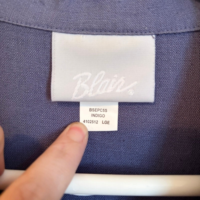 Blair Women's 2-Piece Tunic Top & Striped Pants Set Indigo Blue Size L
