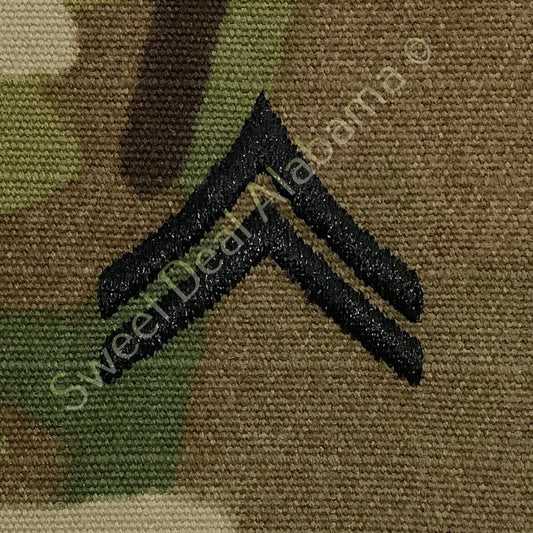 U.S. Army Corporal (E-4) OCP Rank Sew-On Insignia, Multi-Camo, 2" x 2"