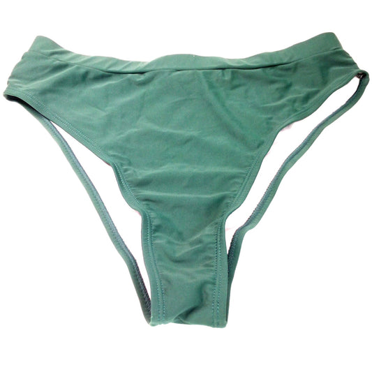 Women's Dark Green High-Cut Bikini Swim Bottoms XL Nylon Spandex Lined