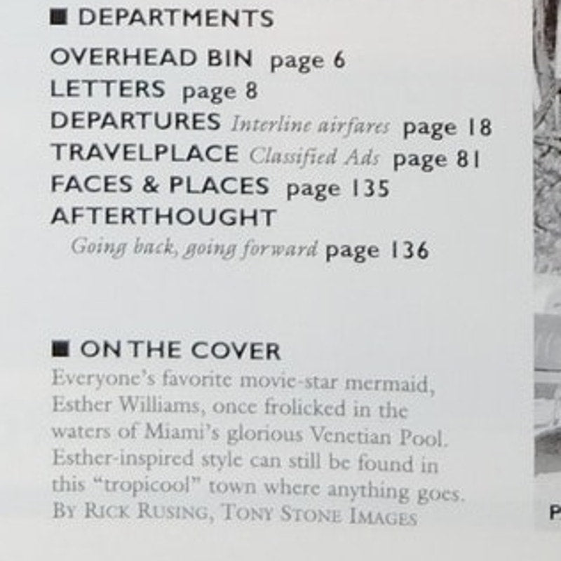 Adventures Magazine March/April 2000 Miami, Bermuda, and Sydney Travel Articles